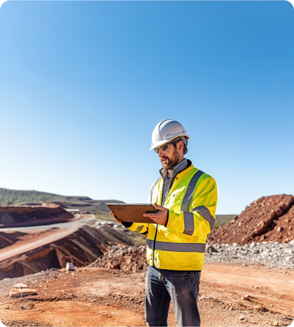 Stock image of a worker at a mine